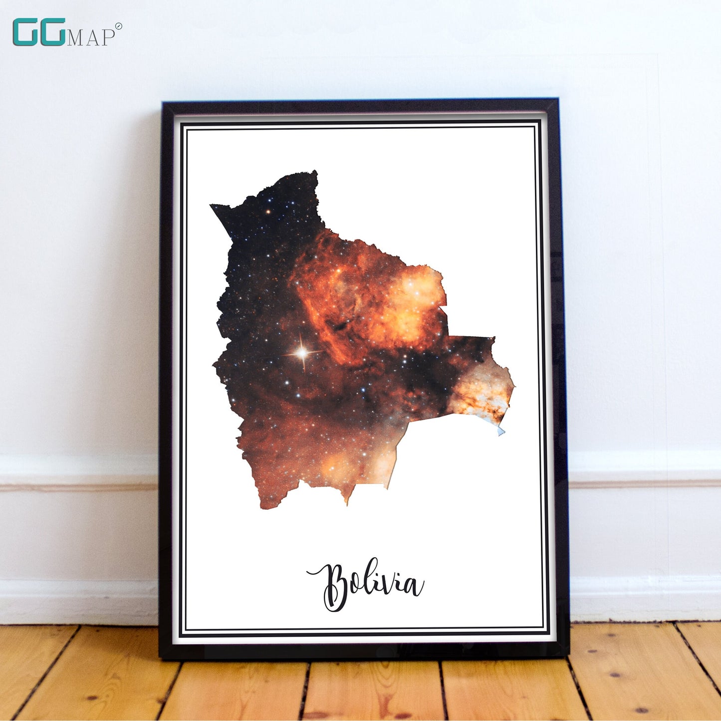 BOLIVIA map - Bolivia Omega nebula map - Travel poster - Home Decor - Wall decor - Office map - Bolivia gift - GGmap - Bolivia poster