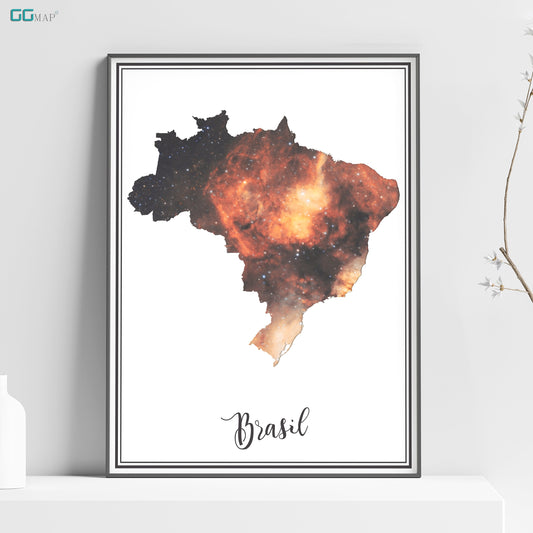 BRASIL map - Brasil Omega nebula map - Travel poster - Home Decor - Wall decor - Office map - Brasil gift - GGmap - Brasil poster
