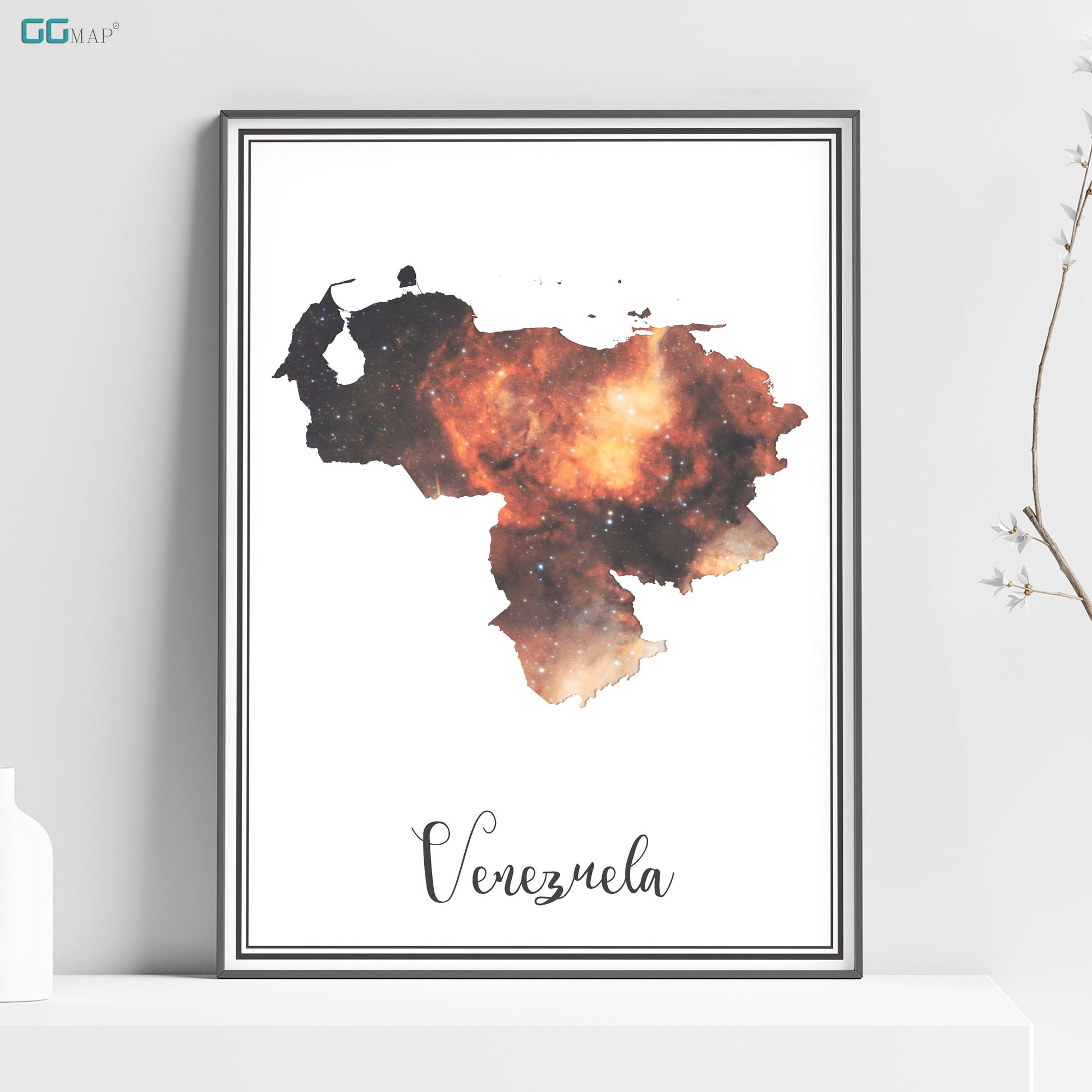 a picture of a watercolor map of venezuela