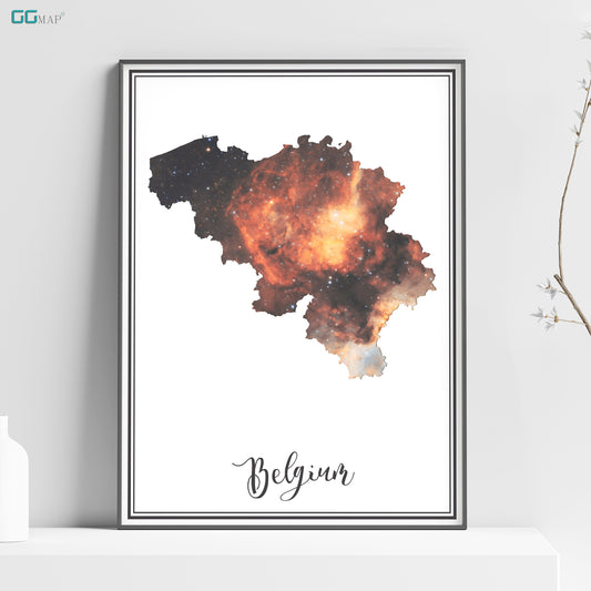 BELGIUM map - Belgium Omega nebula map - Travel poster - Home Decor - Wall decor - Office map - Belgium gift - GeoGIS studio