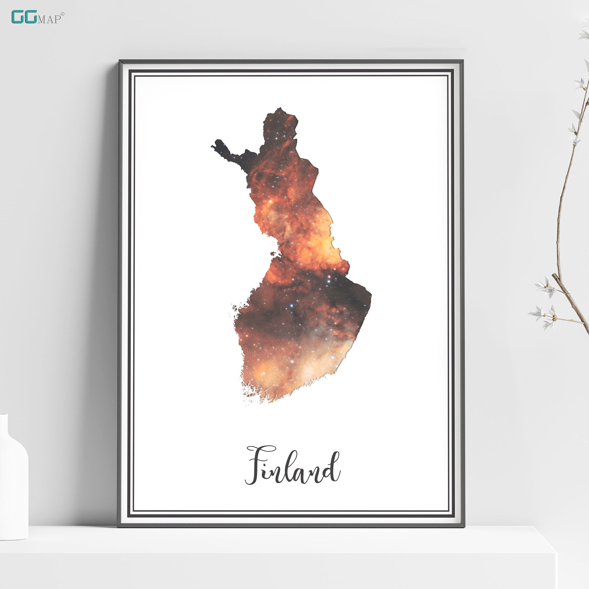 a watercolor map of finland in the shape of the country