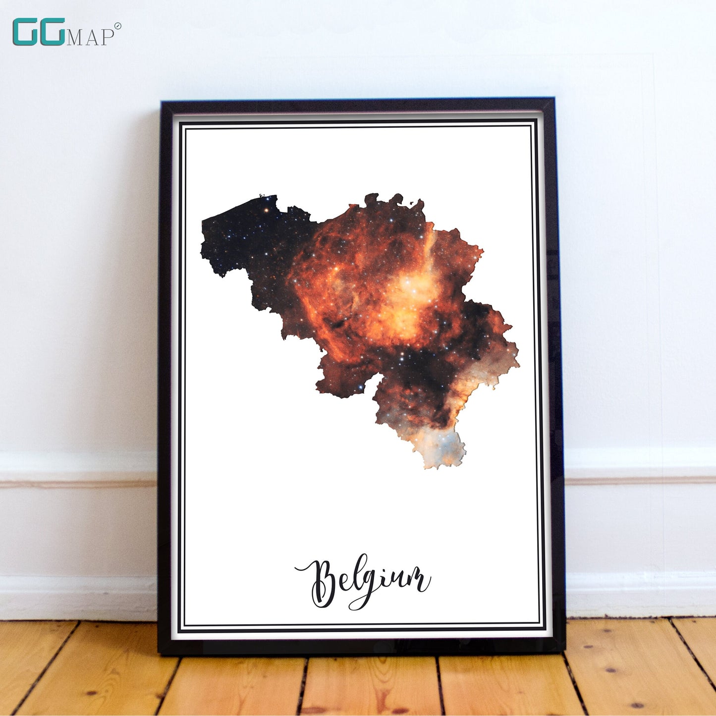 BELGIUM map - Belgium Omega nebula map - Travel poster - Home Decor - Wall decor - Office map - Belgium gift - GeoGIS studio