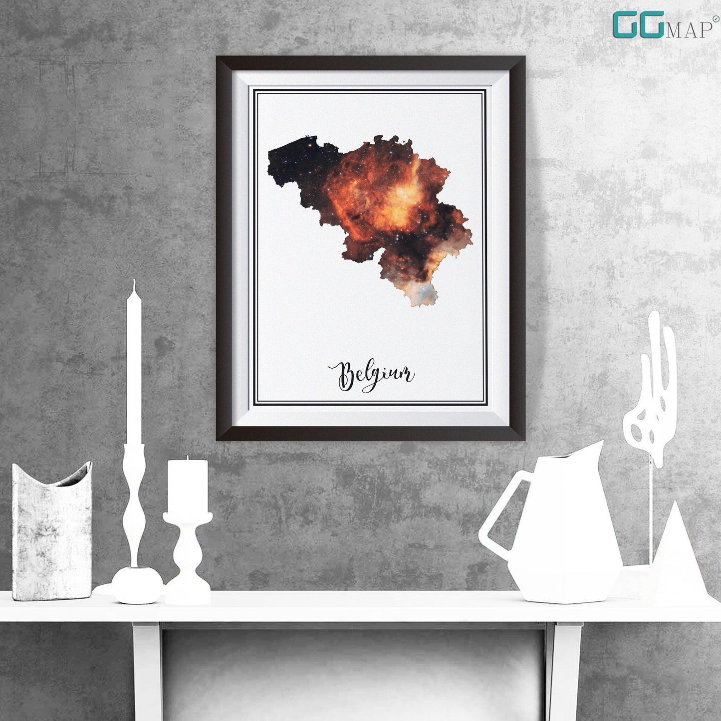 BELGIUM map - Belgium Omega nebula map - Travel poster - Home Decor - Wall decor - Office map - Belgium gift - GeoGIS studio