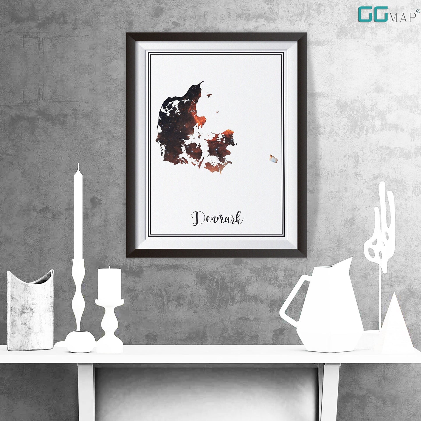 DENMARK map - Denmark Omega nebula map - Travel poster - Home Decor - Wall decor - Office map - Denmark gift - GeoGIS studio