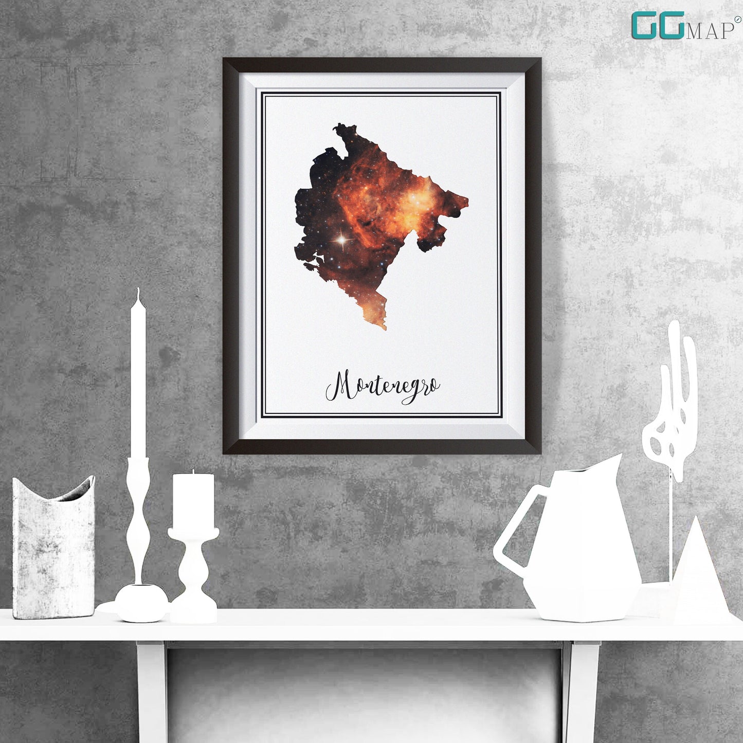 MONTENEGRO map - Montenegro Omega nebula map - Travel poster - Home Decor - Wall decor - Office map - Montenegro gift - GeoGIS studio