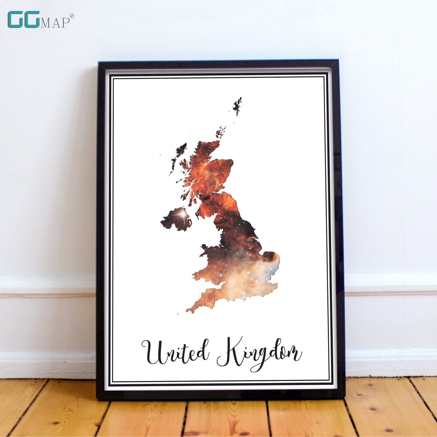 UNITED KINGDOM map - United Kingdom Omega nebula map - Travel poster - Wall decor - Office map - United Kingdom gift - GeoGIS studio