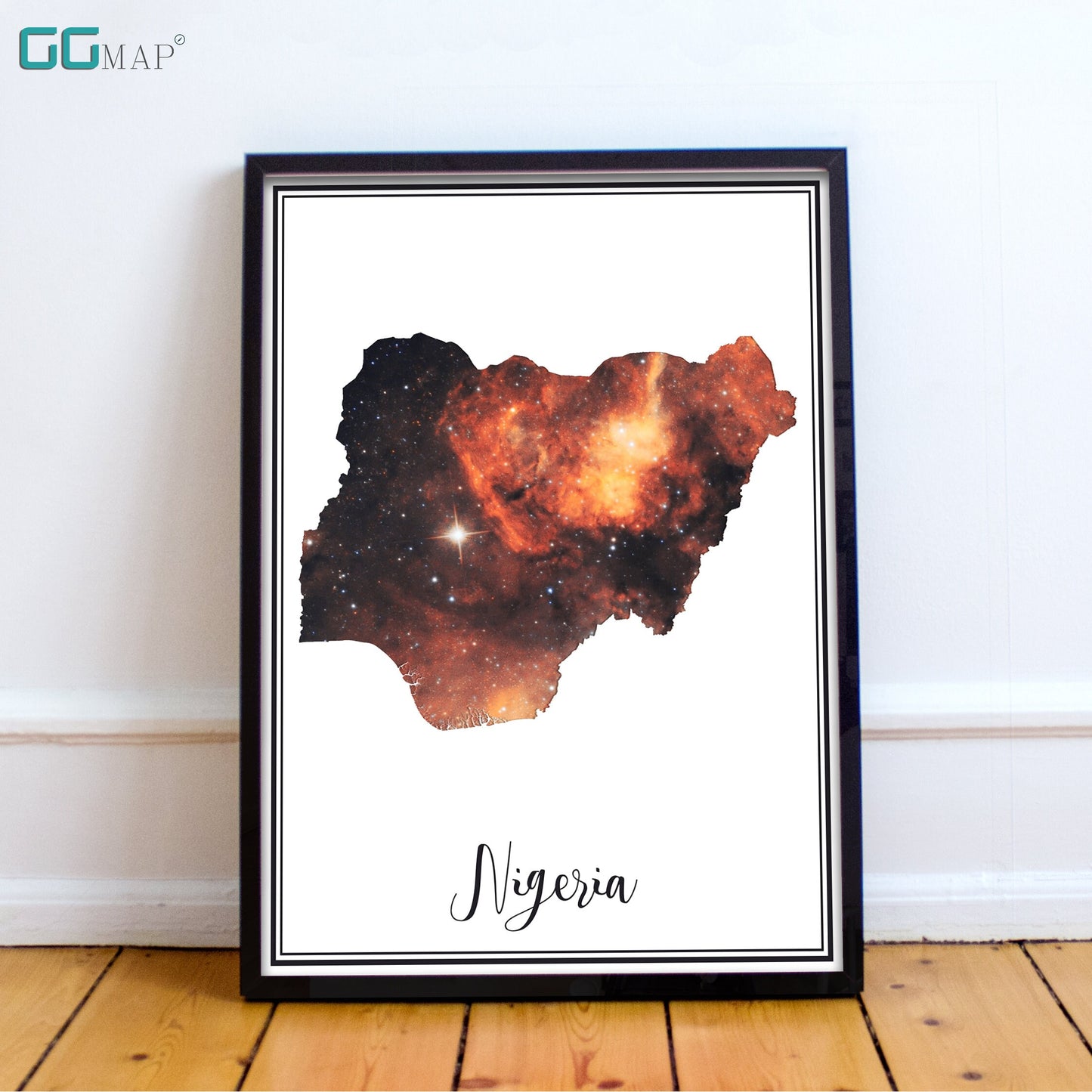 NIGERIA map - Nigeria Omega nebula map - Travel poster - Home Decor - Wall decor - Office map - Nigeria gift - GGmap - Nigeria poster