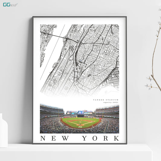 City map of NEW YORK - Yankee Stadium - Home Decor New York - Yankee Stadium wall decor - New York poster - Print map