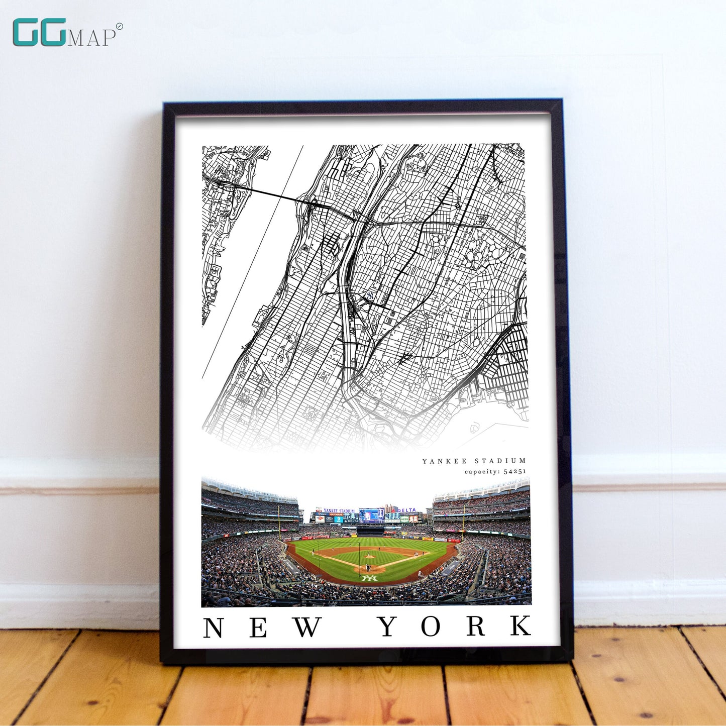 City map of NEW YORK - Yankee Stadium - Home Decor New York - Yankee Stadium wall decor - New York poster - Print map