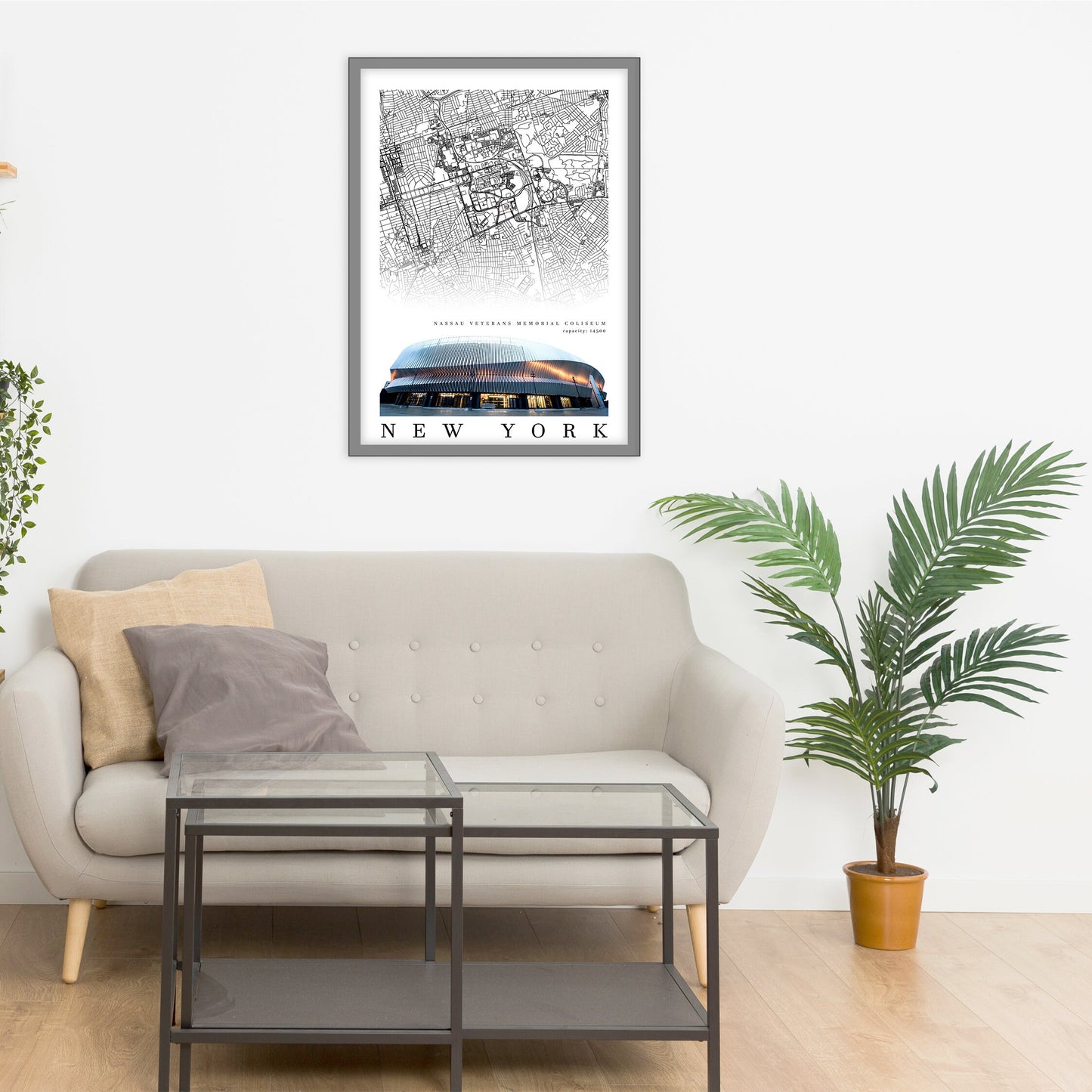 City map of NEW YORK - Nassau Veterans Memorial Coliseum - Home Decor New York - Nassau Coliseum wall decor - New York poster - Print map