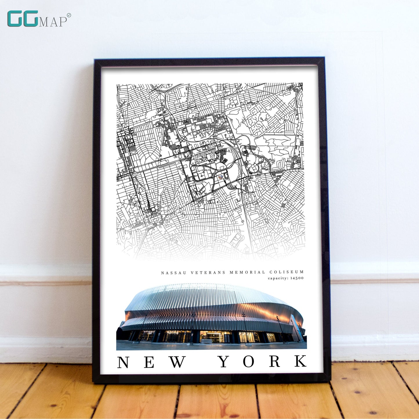 City map of NEW YORK - Nassau Veterans Memorial Coliseum - Home Decor New York - Nassau Coliseum wall decor - New York poster - Print map