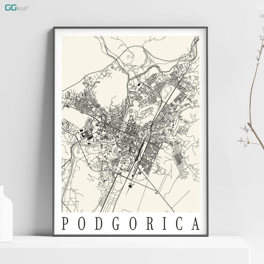 a black and white map of podgorcia