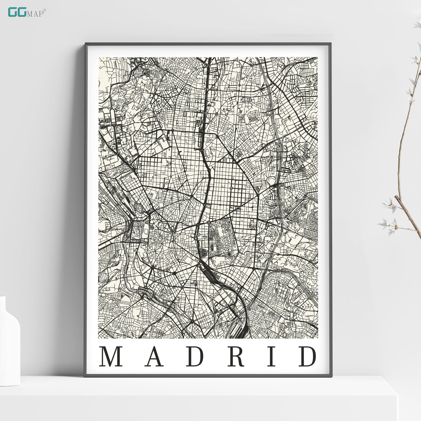 a black and white map of madrid, spain