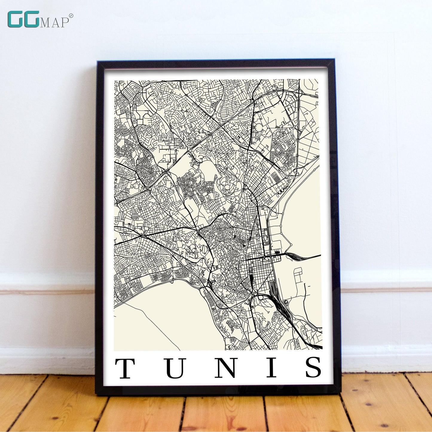 City map of TUNIS - Home Decor - Wall decor - Office map - Travel map - Print map - Poster city map - Tunis map - GeoGIS Studio