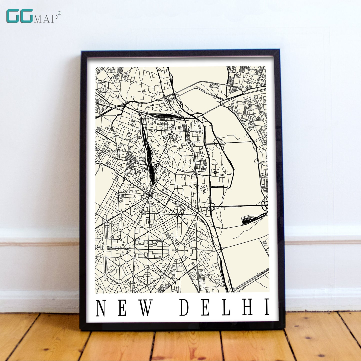 City map of NEW DELHI - Home Decor - Wall decor - Office map - Travel map - Print map - Poster city map - New Delhi map - GeoGIS Studio