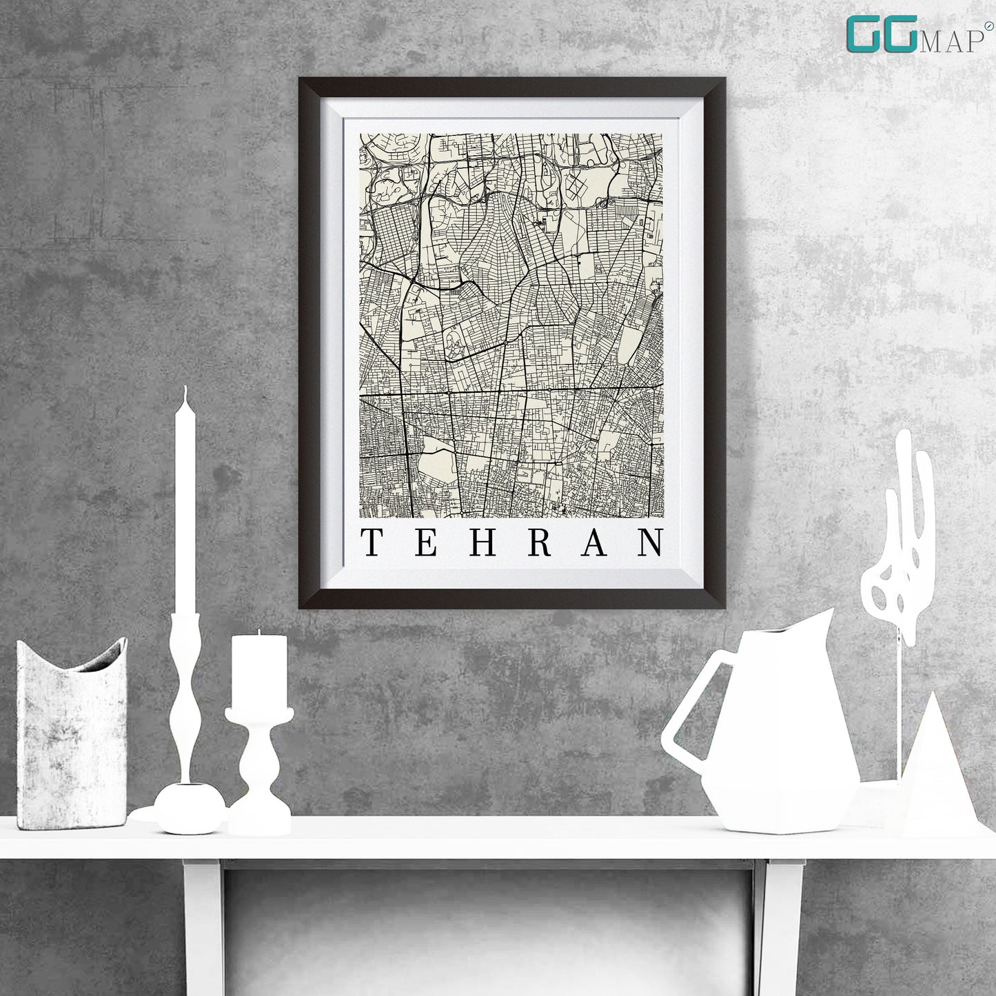 City map of TEHRAN - Home Decor - Wall decor - Office map - Travel map - Print map - Poster city map - Tehran map - GeoGIS Studio