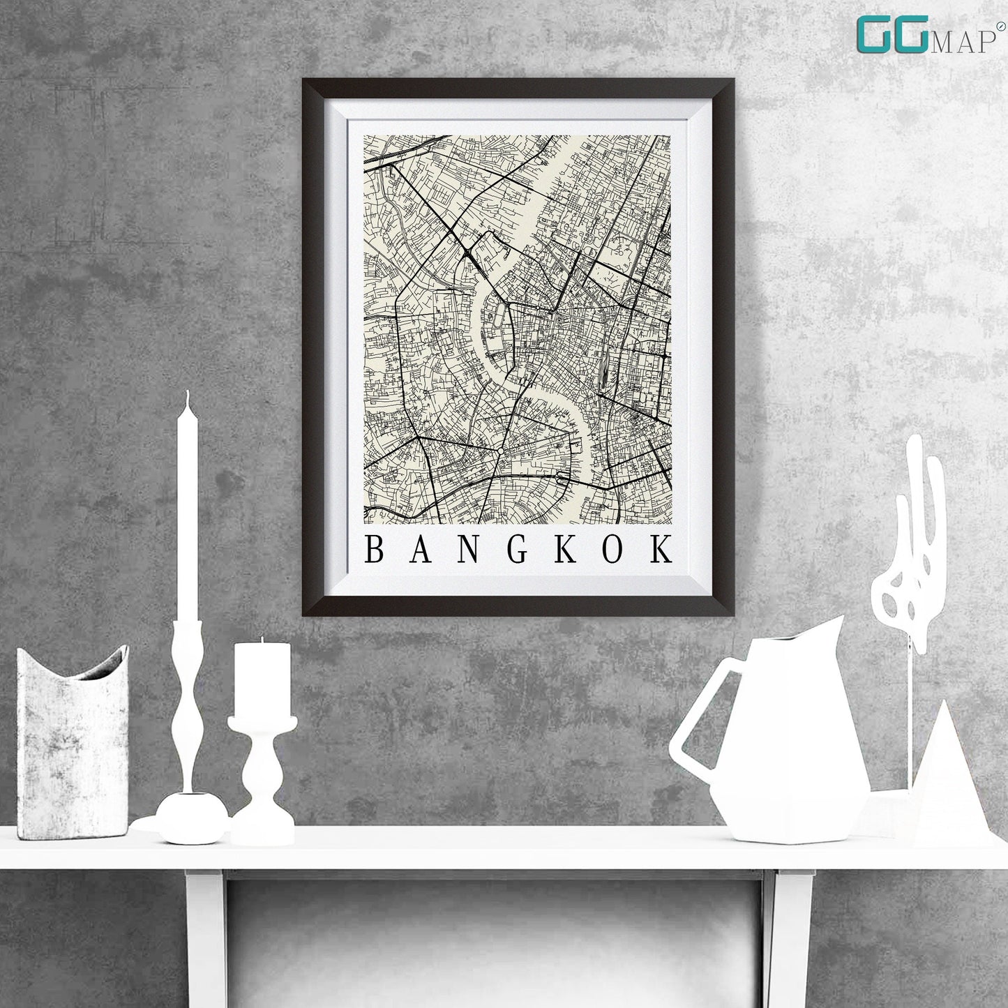 City map of BANGKOK - Home Decor - Wall decor - Office map - Travel map - Print map - Poster city map - Bangkok map - GeoGIS Studio