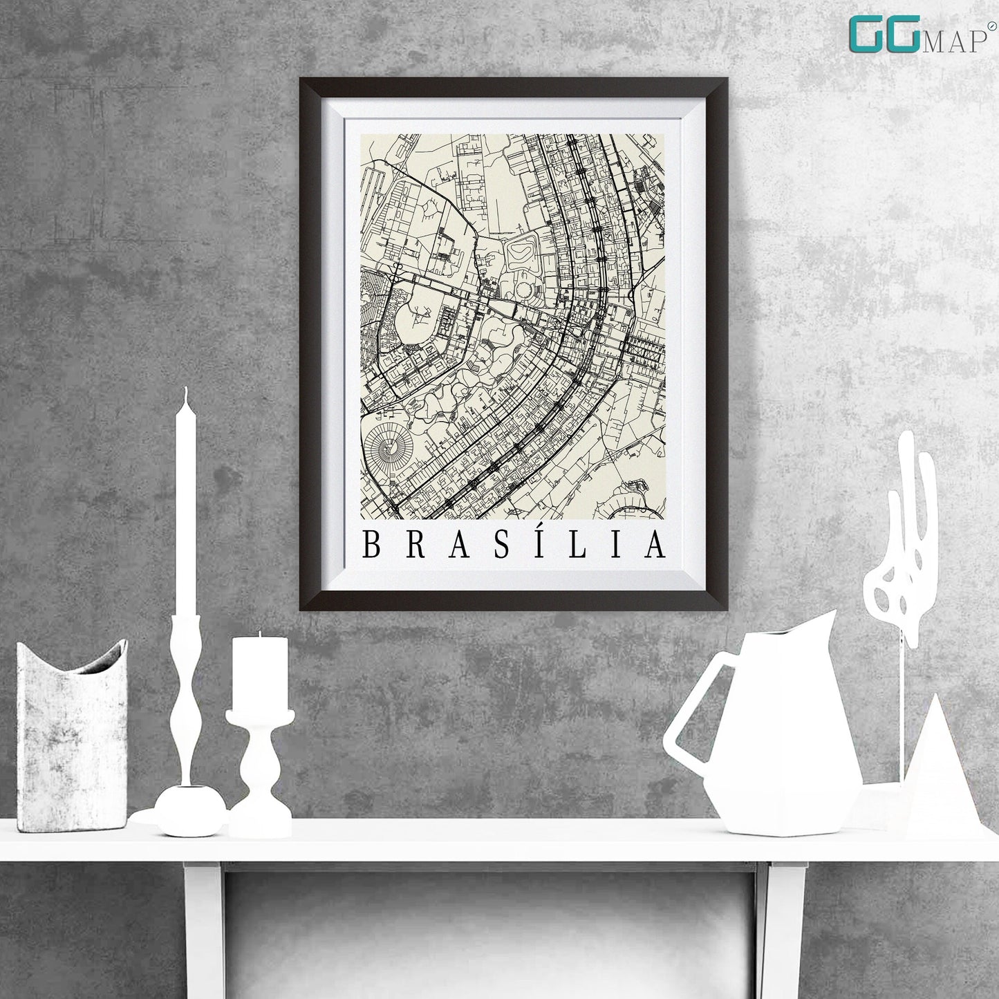 City map of BRASILIA - Home Decor - Wall decor - Office map - Travel map - Print map - Poster city map - Brasilia map - GeoGIS Studio