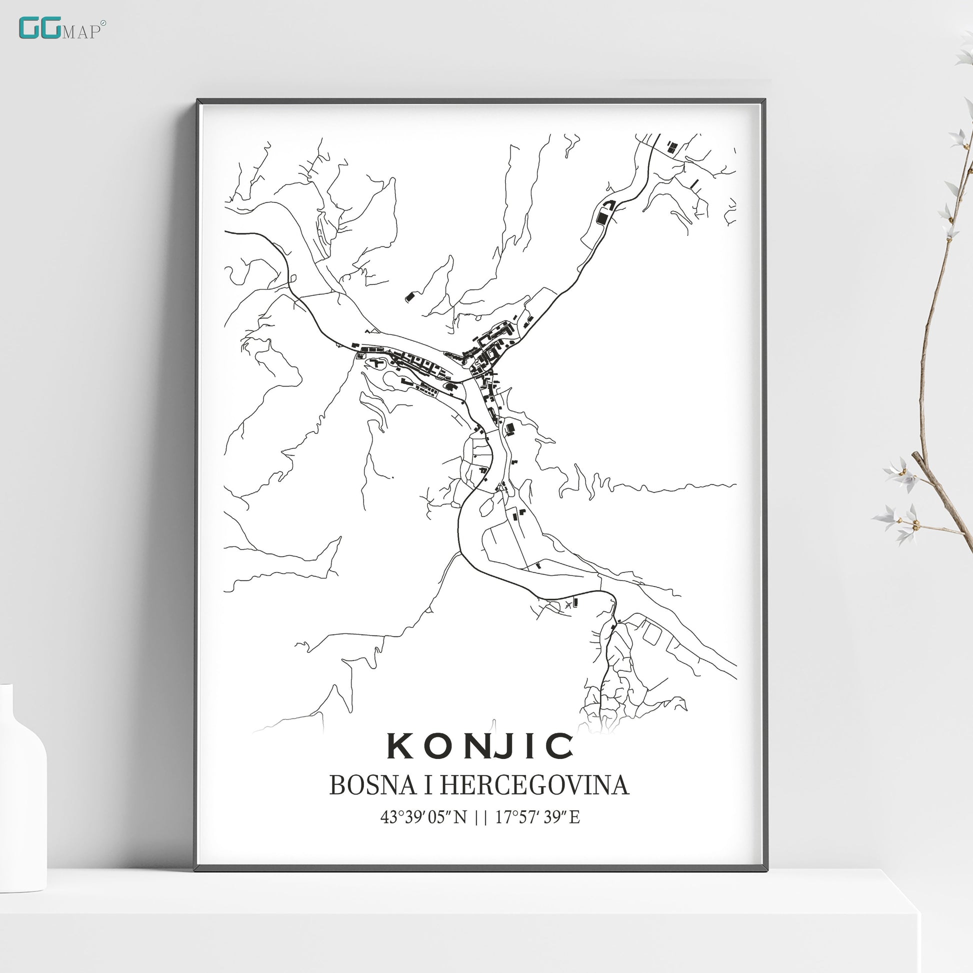 a black and white map of konjuc