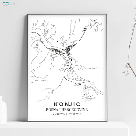 a black and white map of konjuc