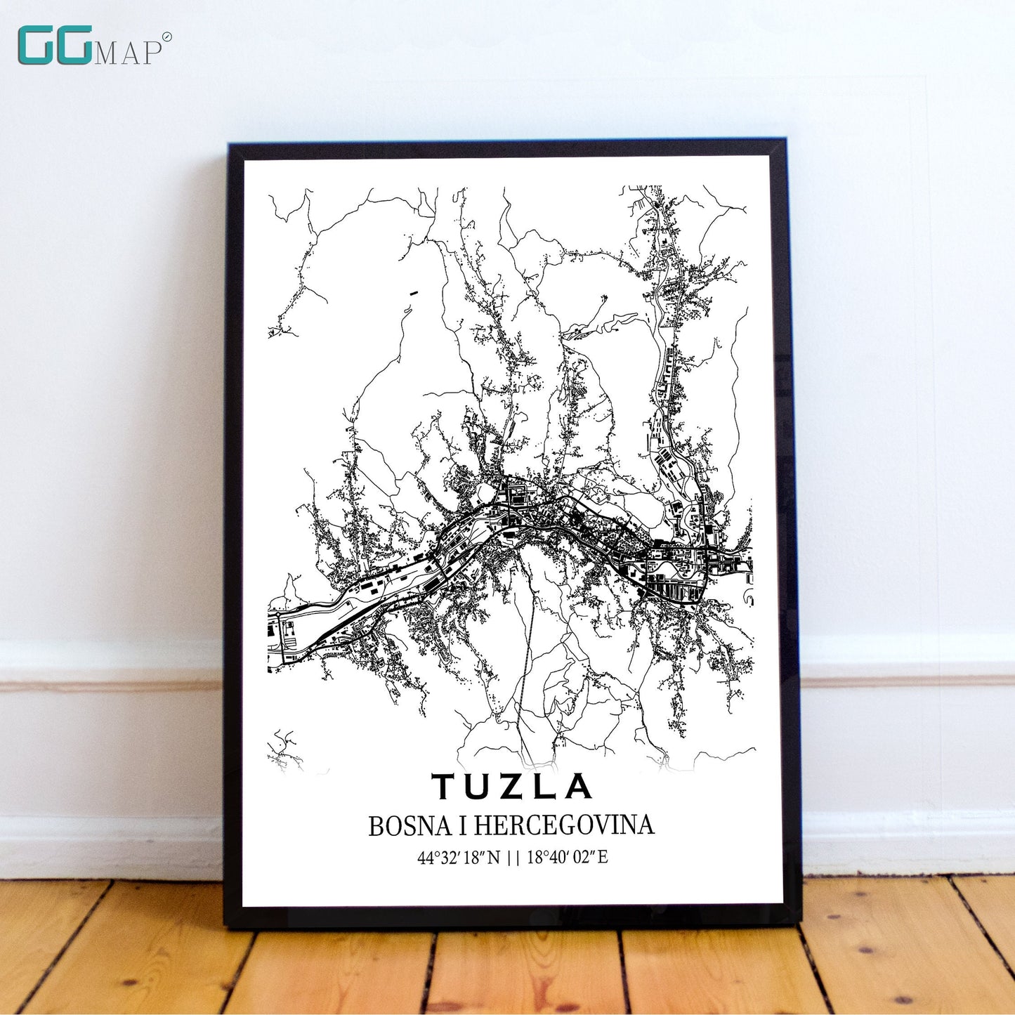 City map of TUZLA - Home Decor - Wall decor - Office map - Travel map - Print map - Poster city map - Tuzla map - Map art - Bosnia