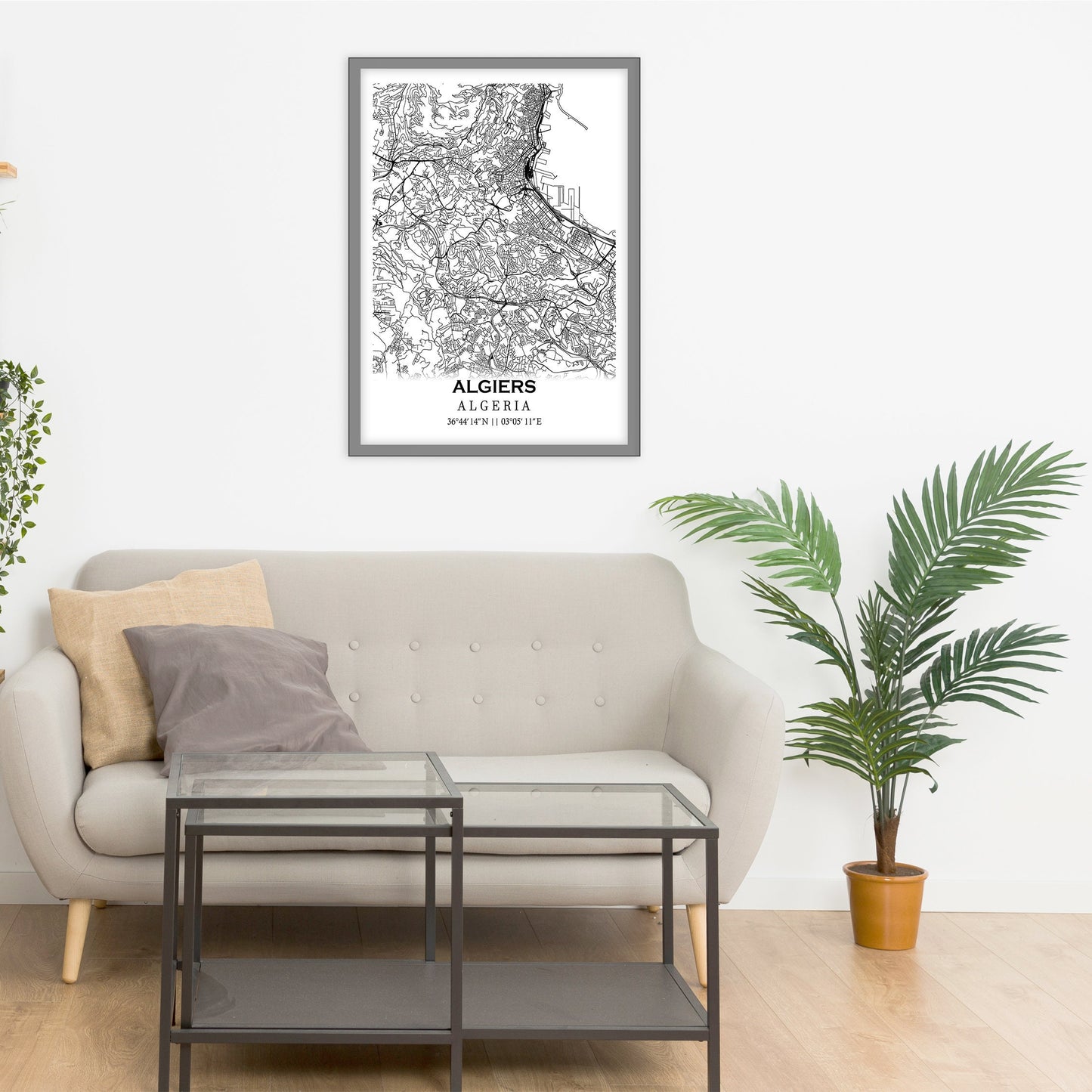 City map of ALGIERS - Home Decor - Wall decor - Office map - Travel map - Print map - Poster city map - Algiers map - Map art - Algeria