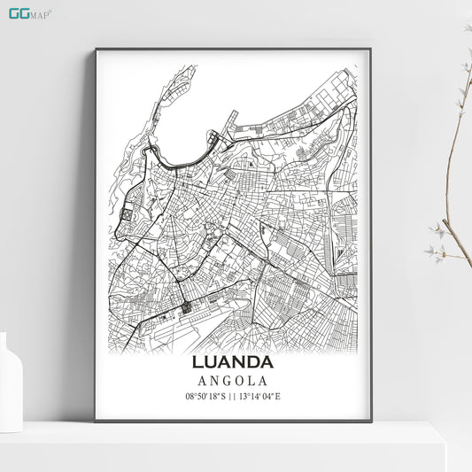 a black and white map of luandaa