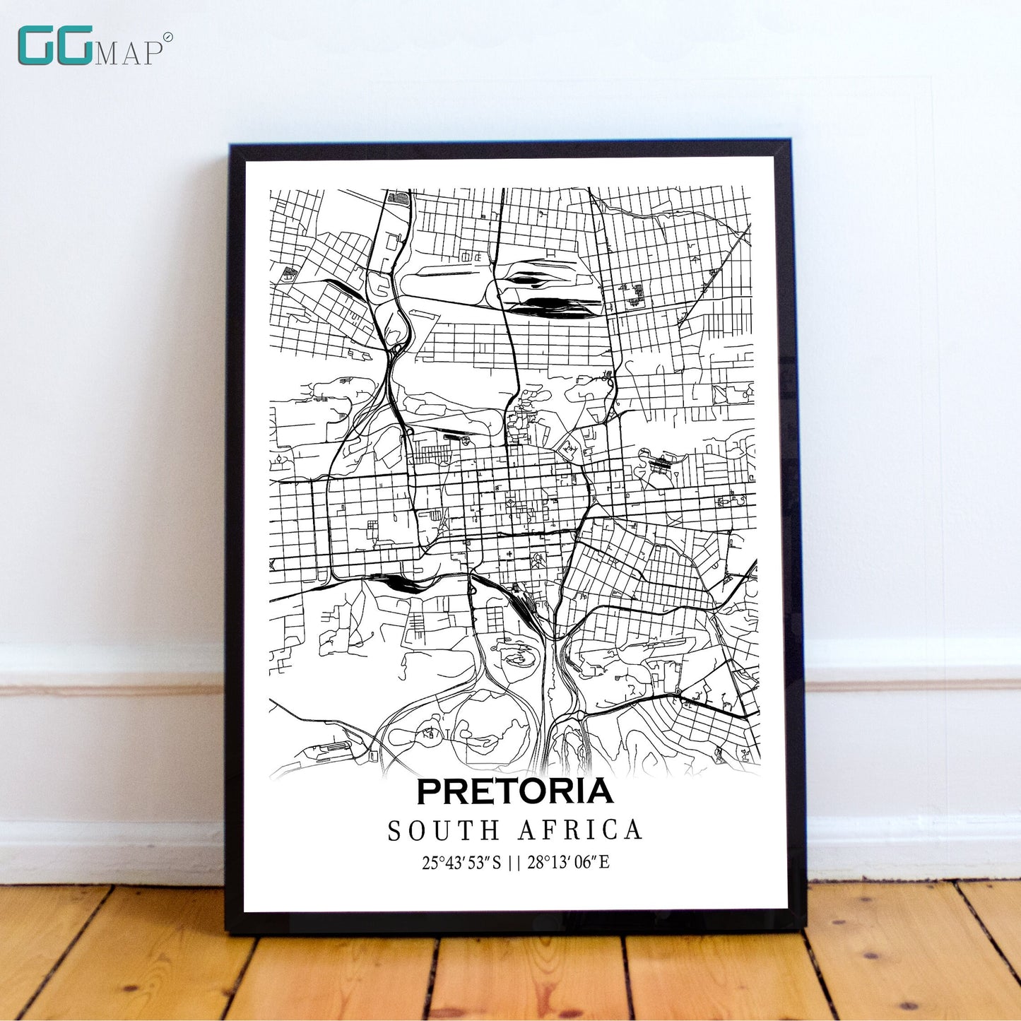 City map of PRETORIA - Home Decor - Wall decor - Office map - Travel map - Print map - Poster city map - Pretoria map - Map art - S. Africa