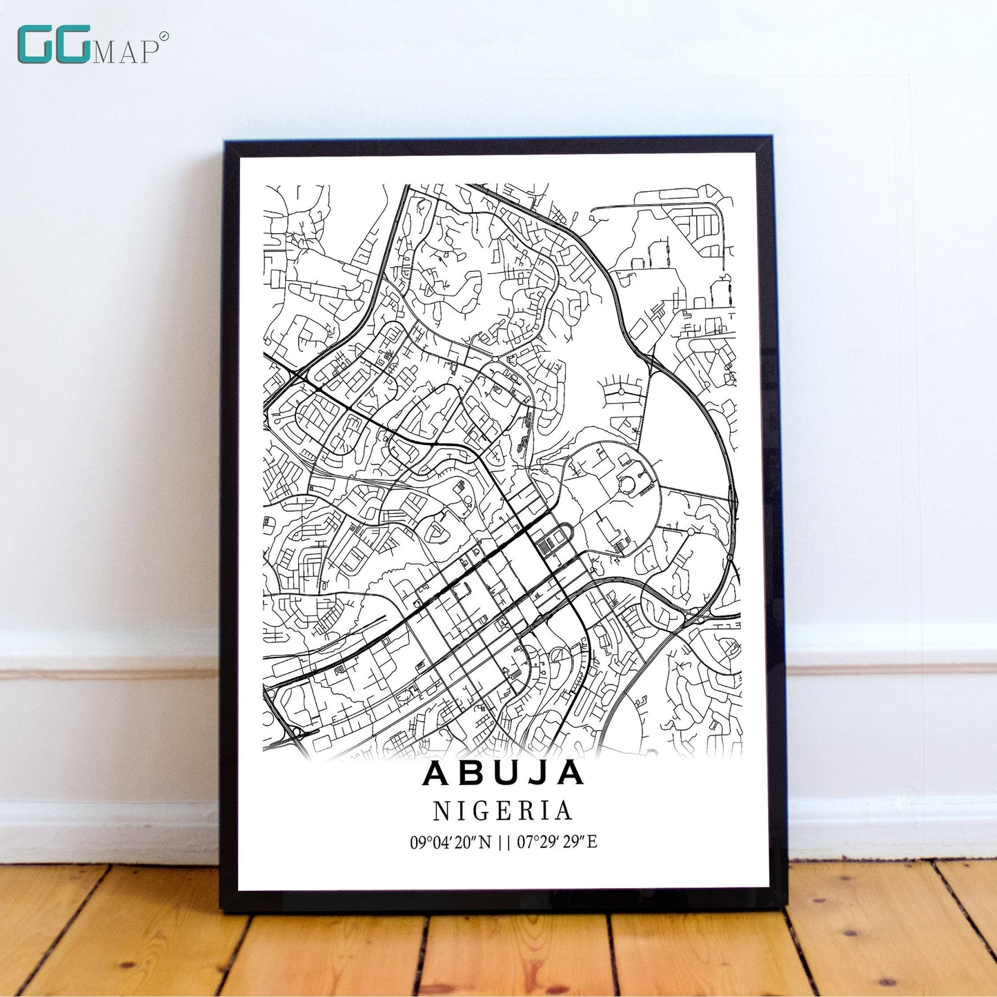 City map of ABUJA - Home Decor - Wall decor - Office map - Travel map - Print map - Poster city map - Abuja map - Map art - Nigeria