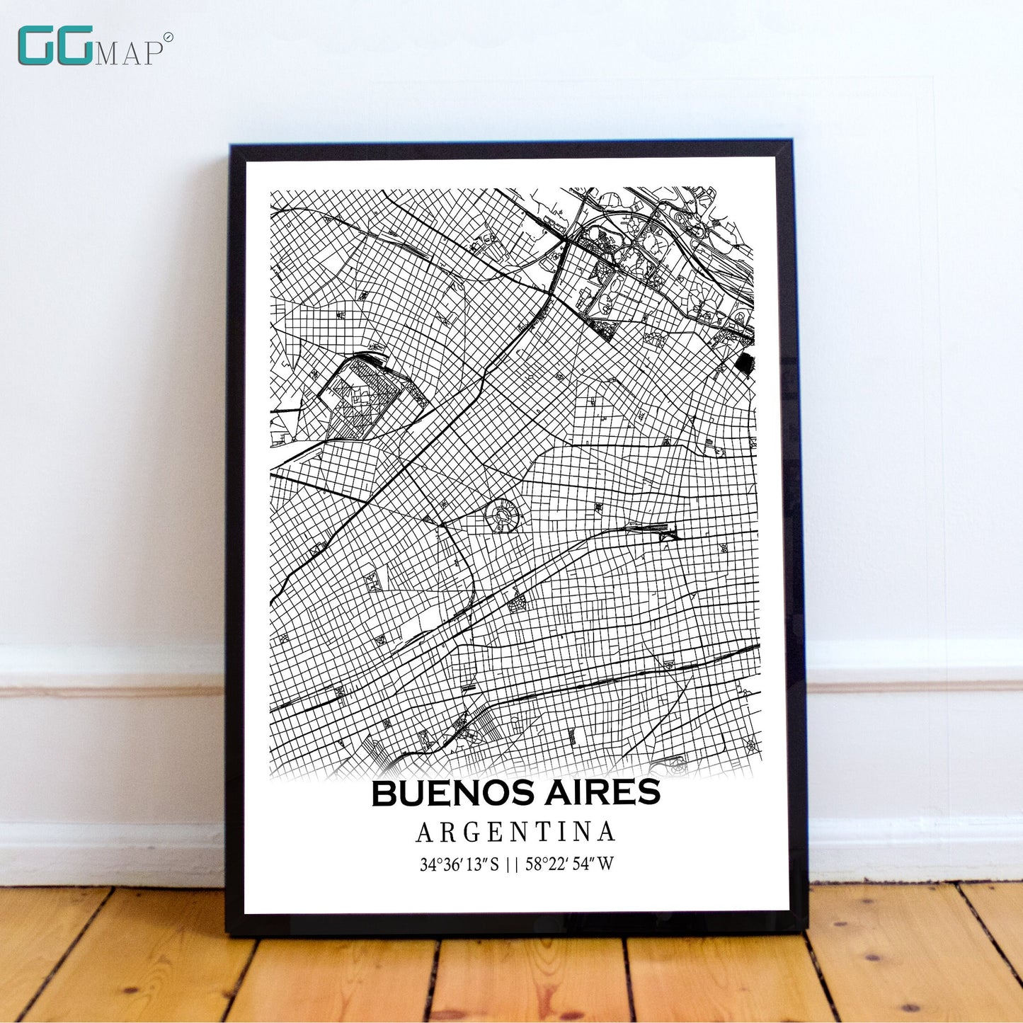 City map of BUENOS AIRES - Home Decor - Wall decor- Office map- Travel map- Print map- Poster city map- Buenos Aires map- Map art- Argentina