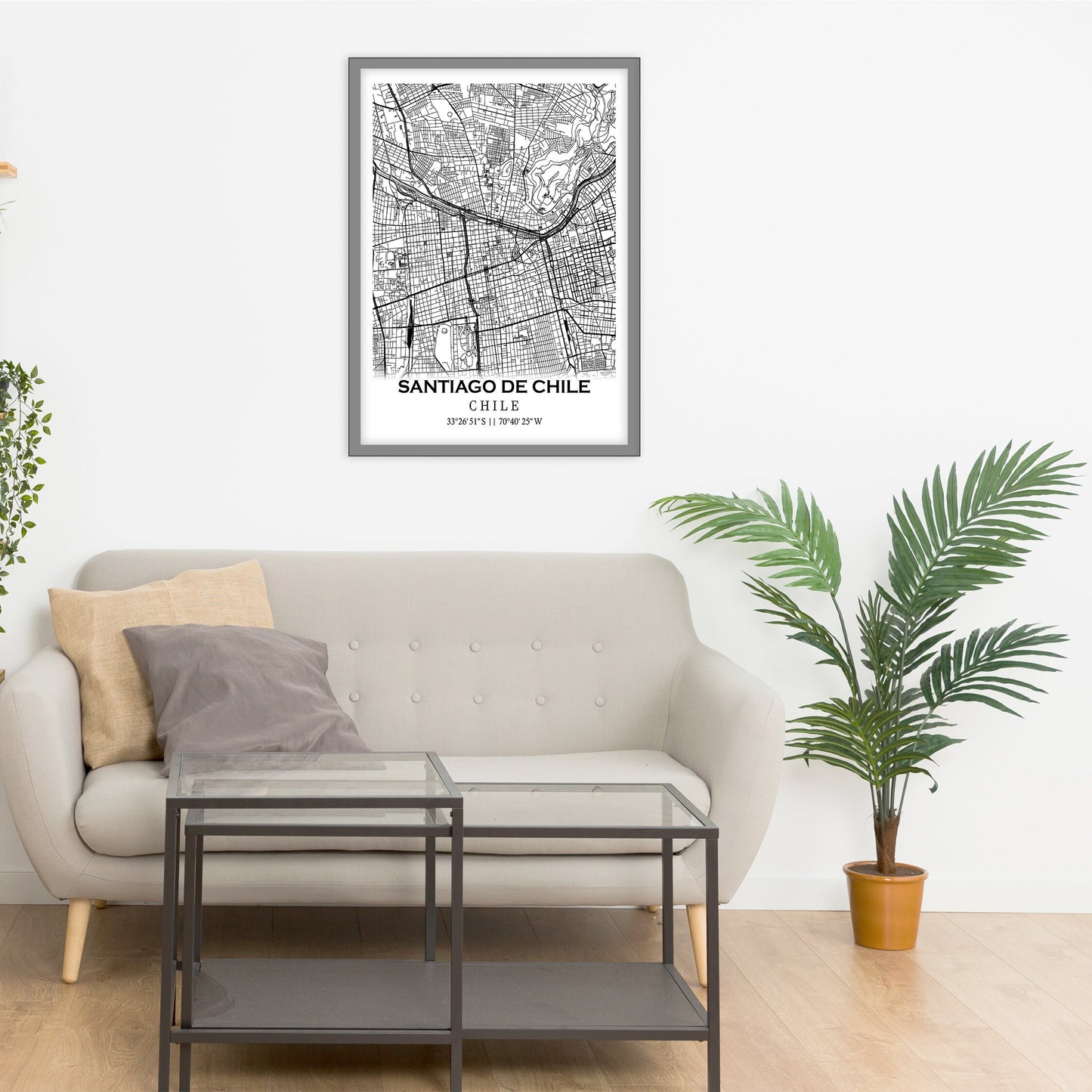 City map of SANTIAGO DE CHILE-Home Decor-Wall decor-Office map-Travel map-Print map-Poster city map- Santiago de Chile map - Map art - Chile