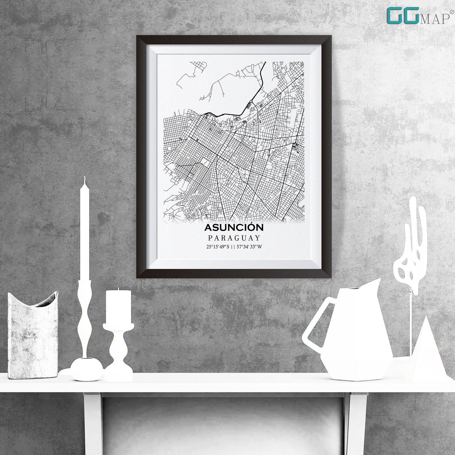 City map of  ASUNCIÓN - Home Decor - Wall decor - Office map - Travel map - Print map - Poster city map - Asunción map - Map art - Paraguay