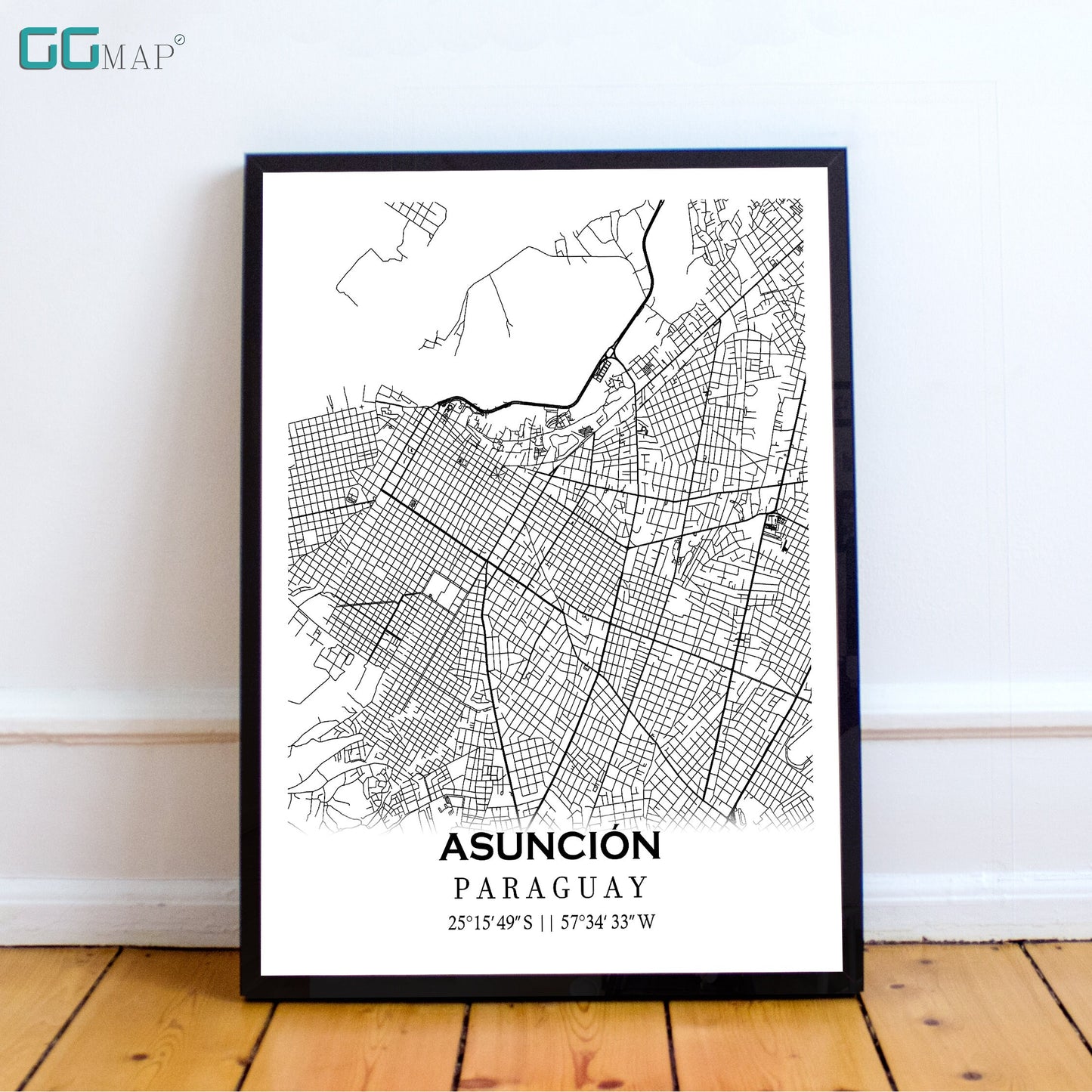 City map of  ASUNCIÓN - Home Decor - Wall decor - Office map - Travel map - Print map - Poster city map - Asunción map - Map art - Paraguay