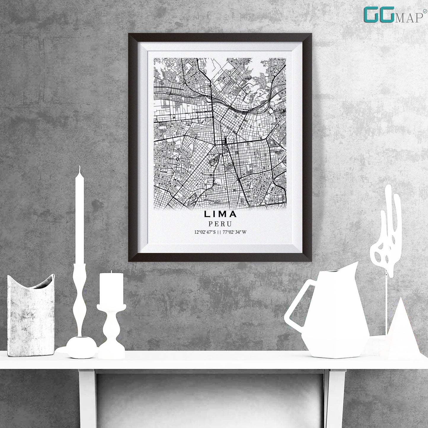 City map of LIMA - Home Decor - Wall decor - Office map - Travel map - Print map - Poster city map - Lima map - Map art - Peru