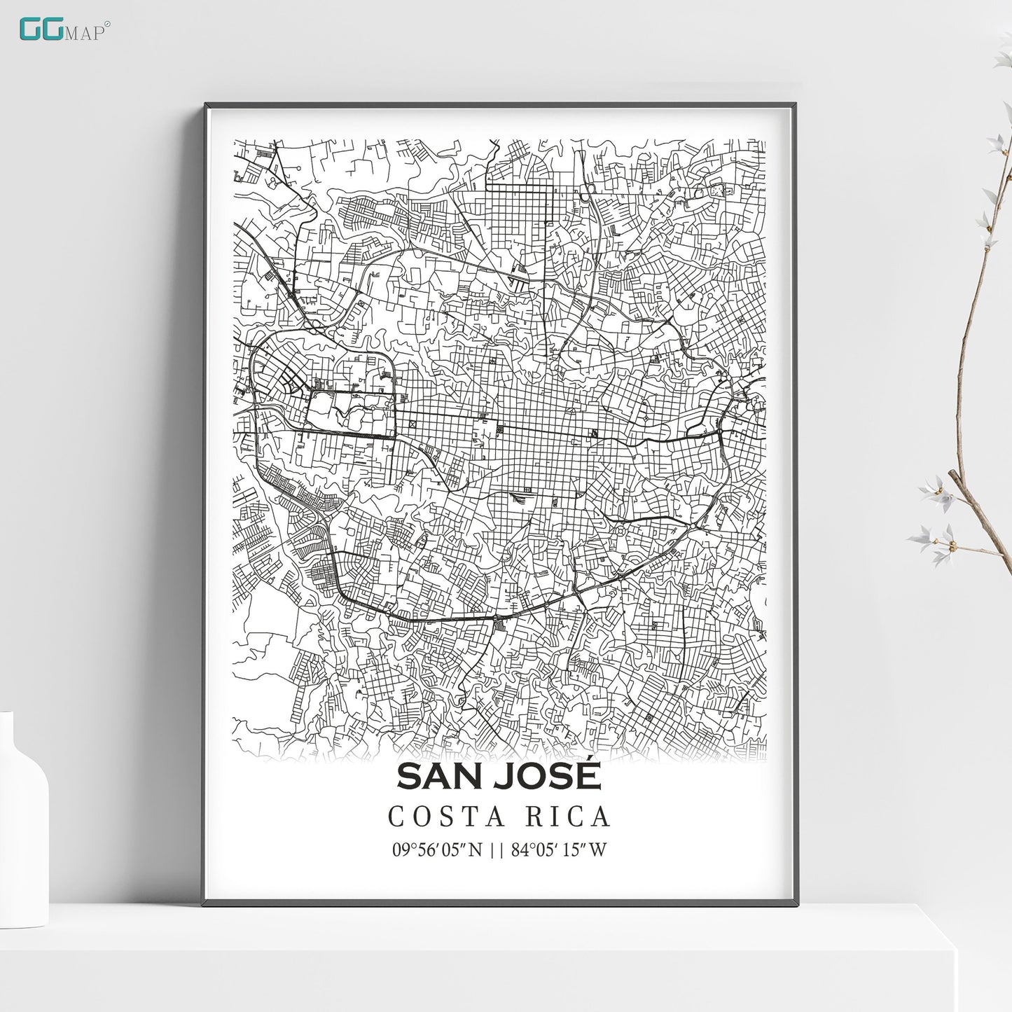 a black and white map of san jose