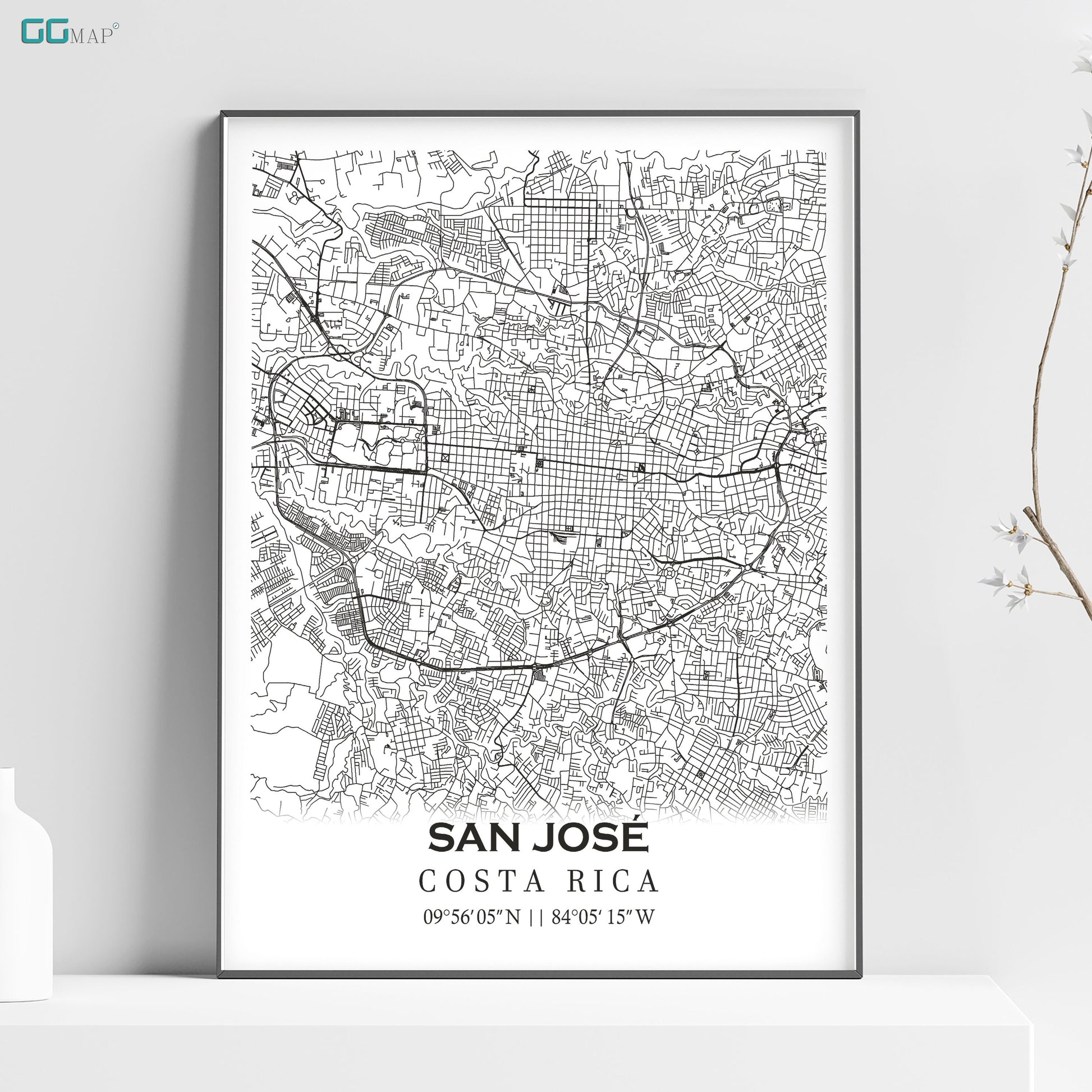 a black and white map of san jose