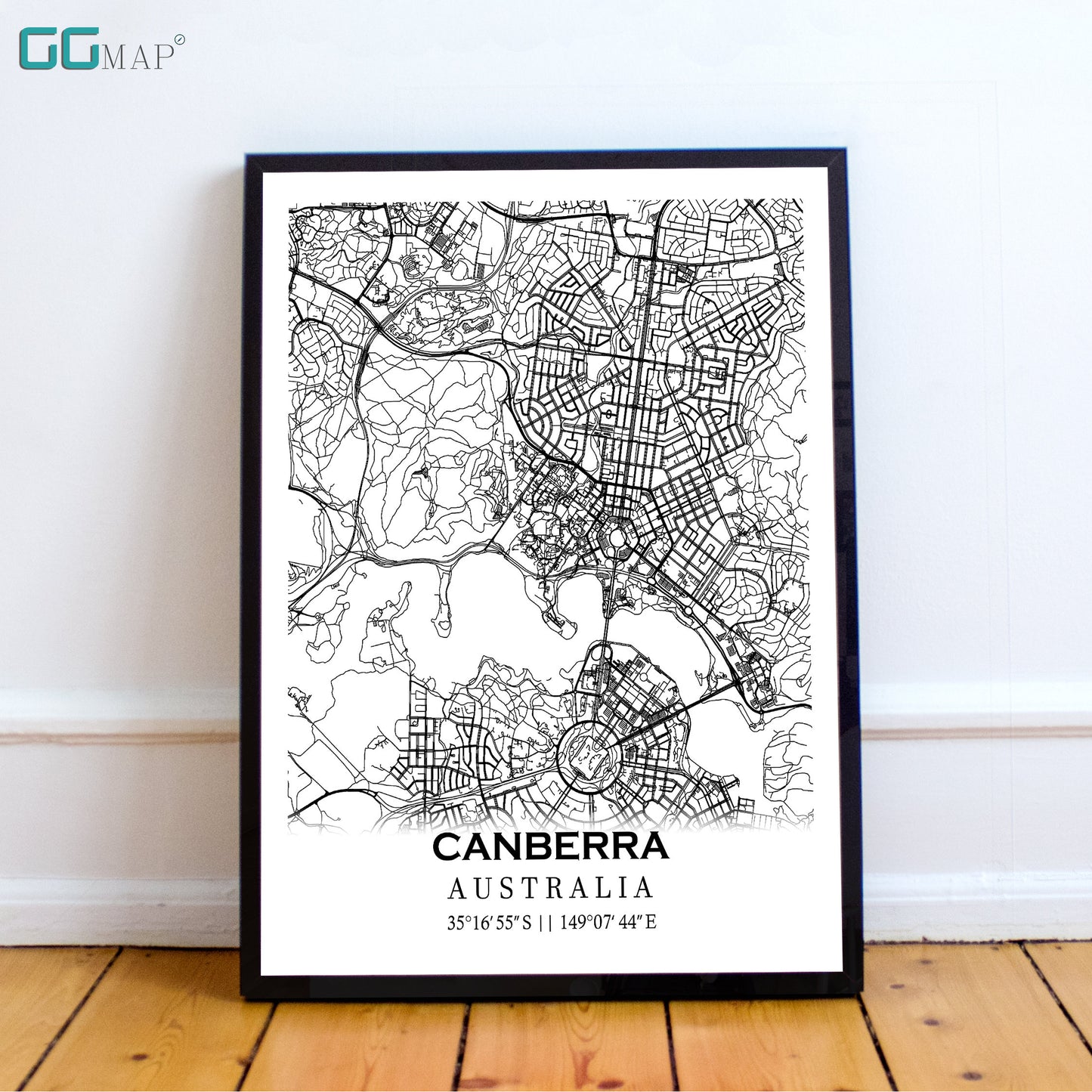 City map of CANBERRA - Home Decor - Wall decor -Office map -Travel map - Print map -Poster city map -Canberra map -GeoGIS Studio - Australia