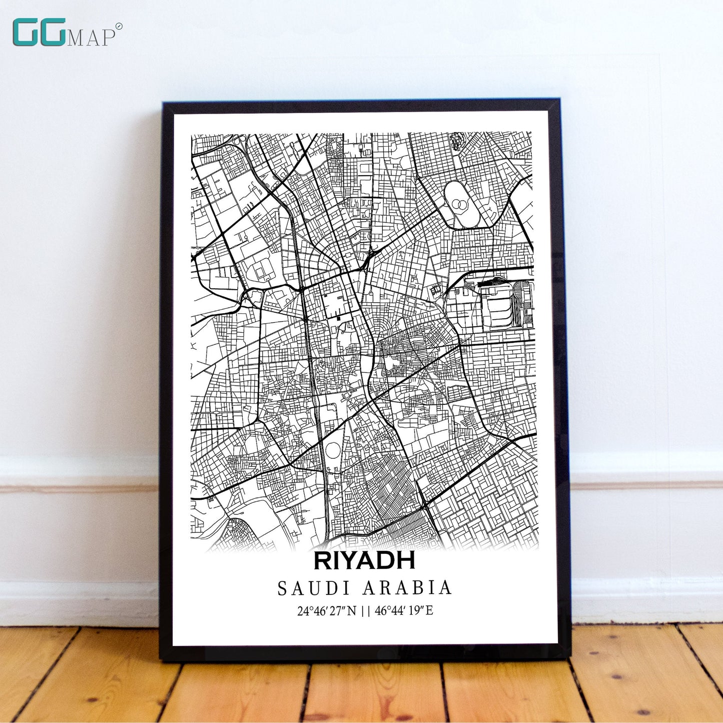 City map of RIYADH - Home Decor - Wall decor - Office map - Travel map -Print map -Poster city map -Riyadh map -GeoGIS Studio - Saudi Arabia