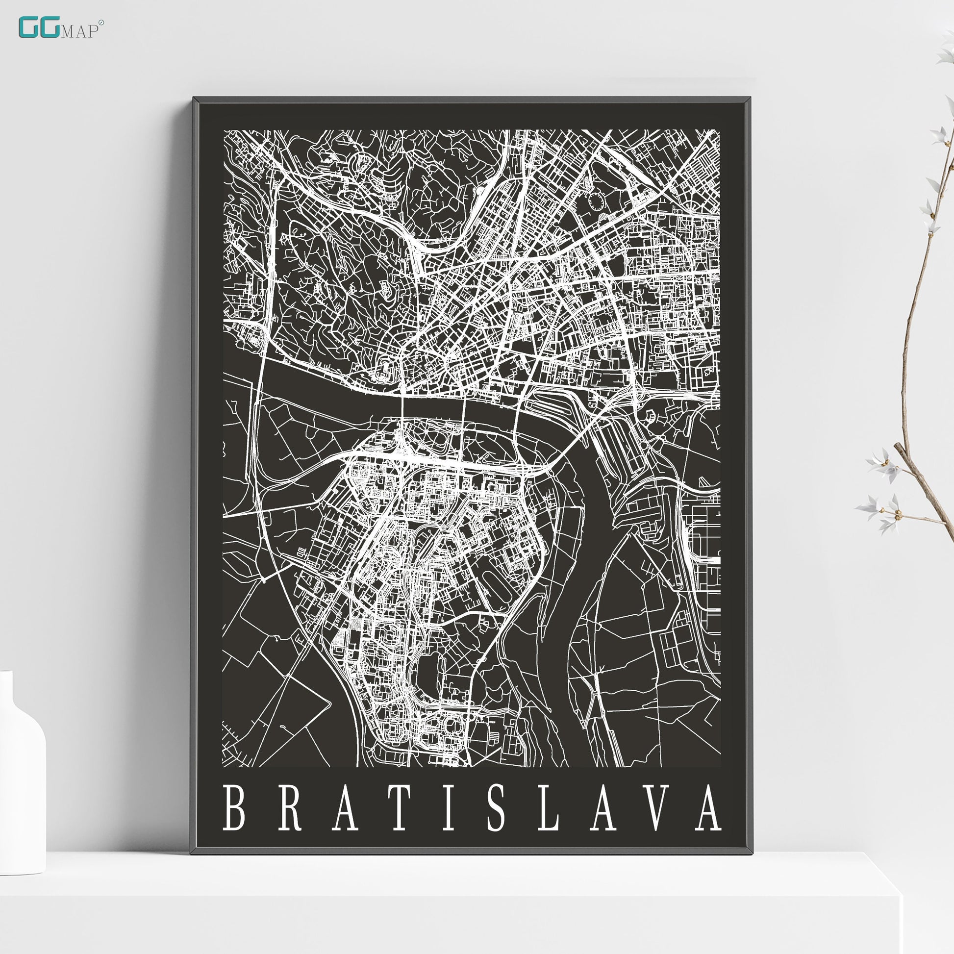 a black and white map of the city of bratslava