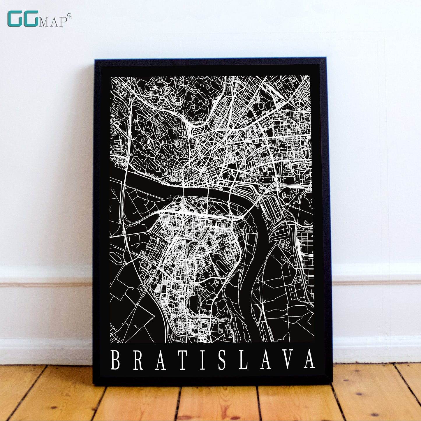 City map of BRATISLAVA - Home Decor - Wall decor - Office map - Travel map - Print map - Bratislava black map - GeoGIS Studio