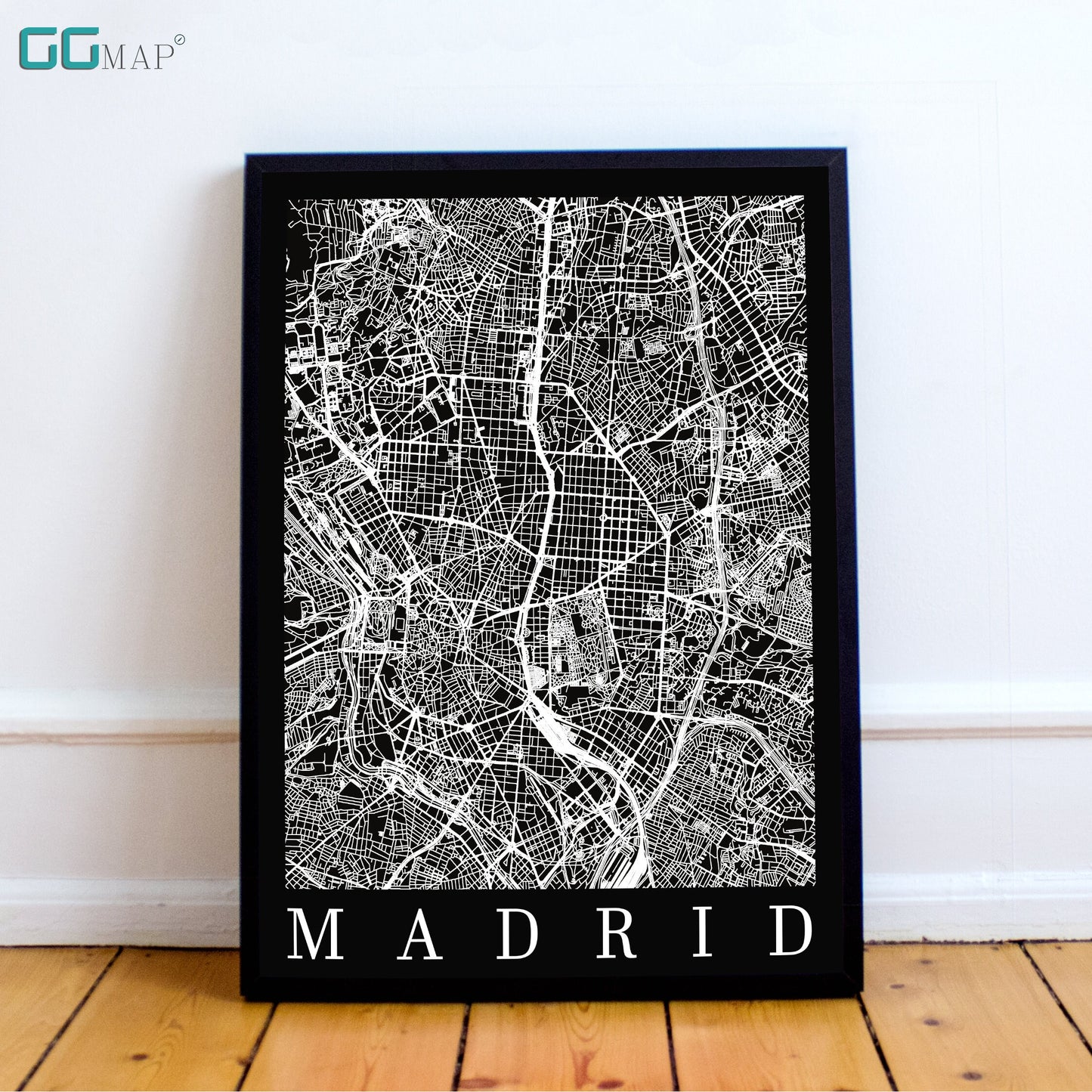 City map of MADRID - Home Decor - Wall decor - Office map - Travel map - Print map - Poster city map - Madrid black map - GeoGIS Studio