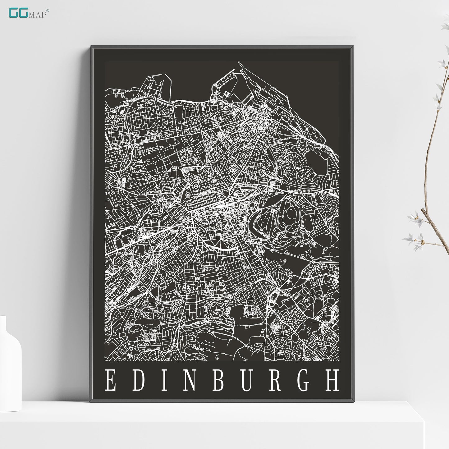 a black and white map of edinburgh