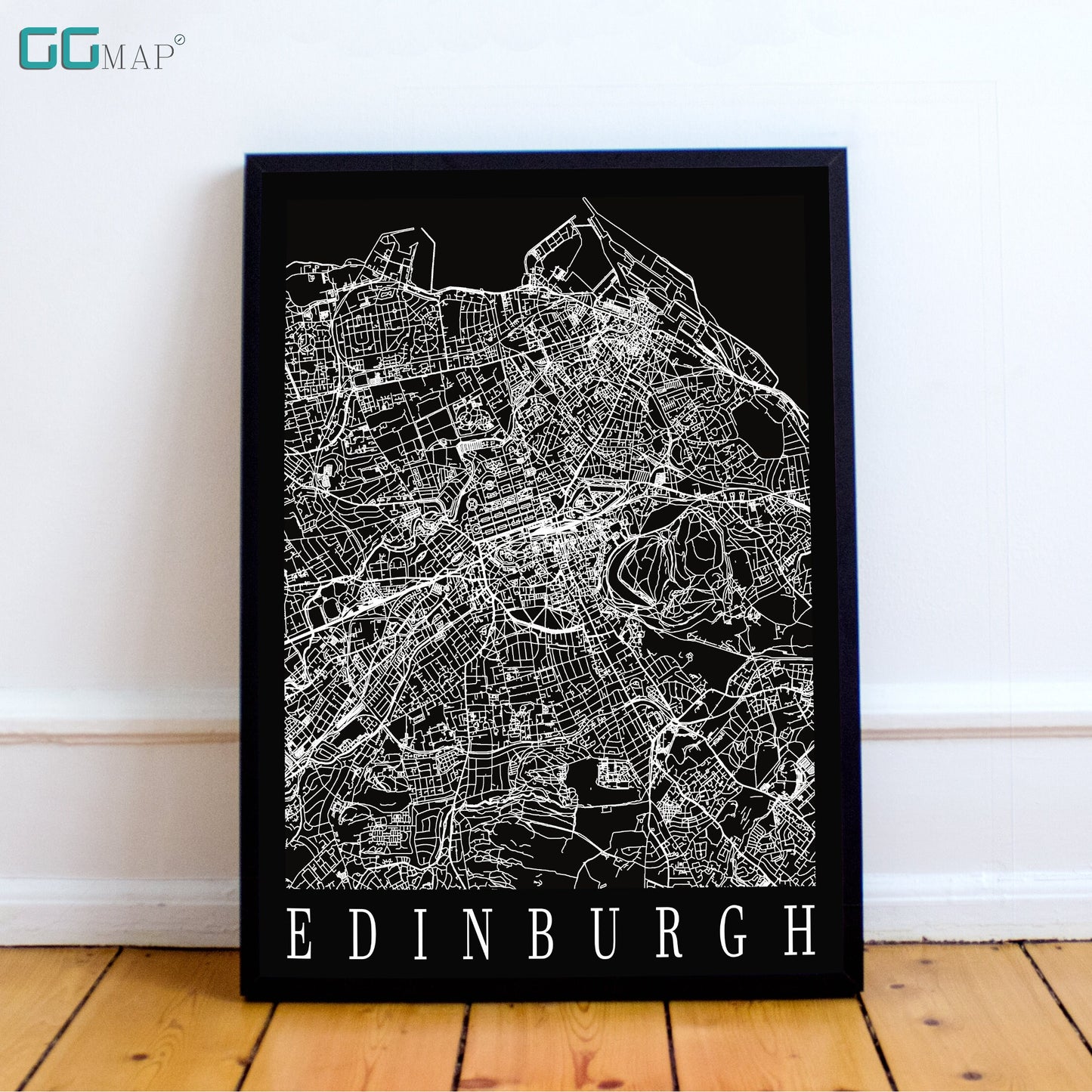 City map of EDINBURGH - Home Decor - Decor - Office map - Travel map - Print map - Poster city map - Edinburgh black map - Scotland