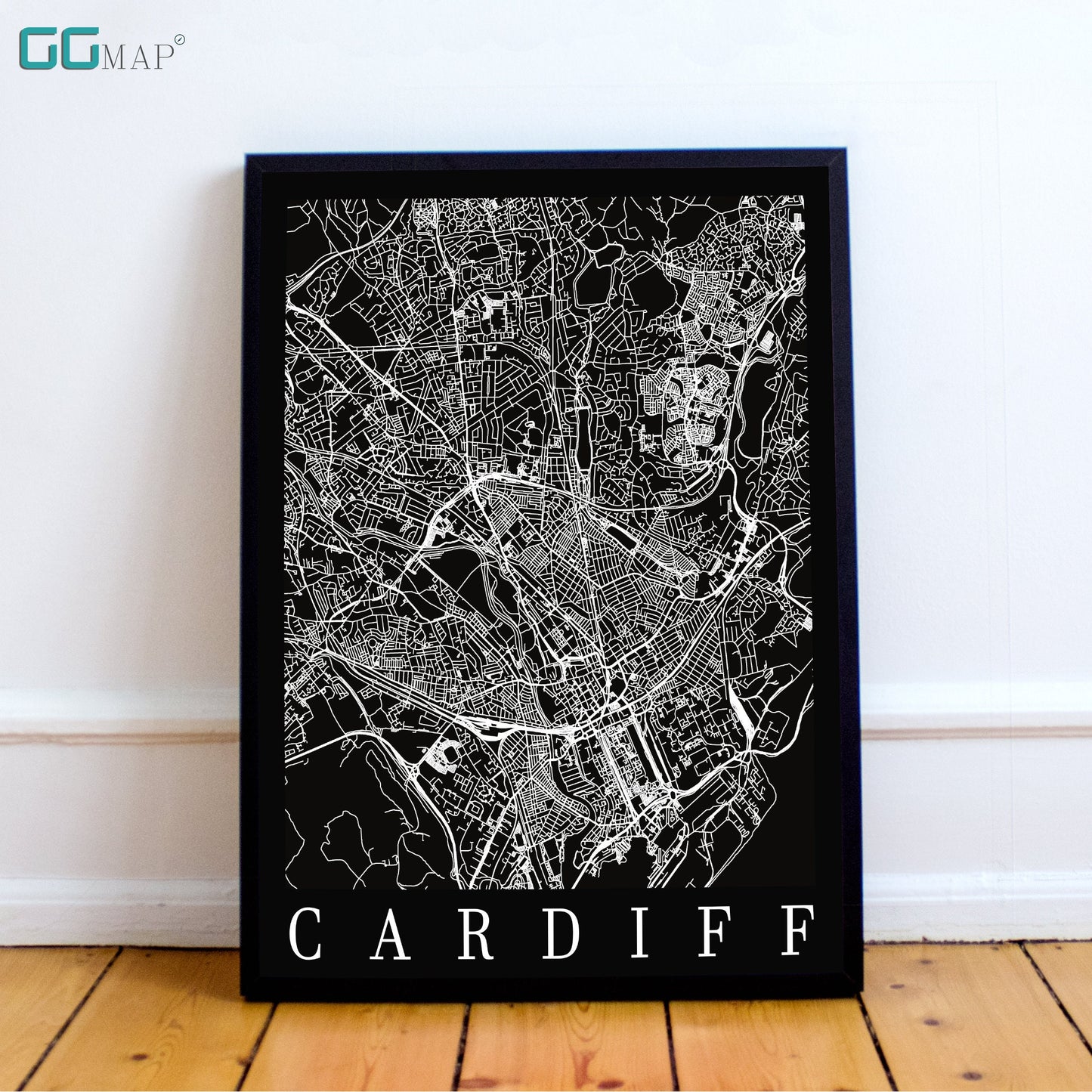 City map of CARDIFF - Home Decor - Wall decor - Office map - Travel map - Print map - Poster city map - Cardiff black map - GeoGIS Studio