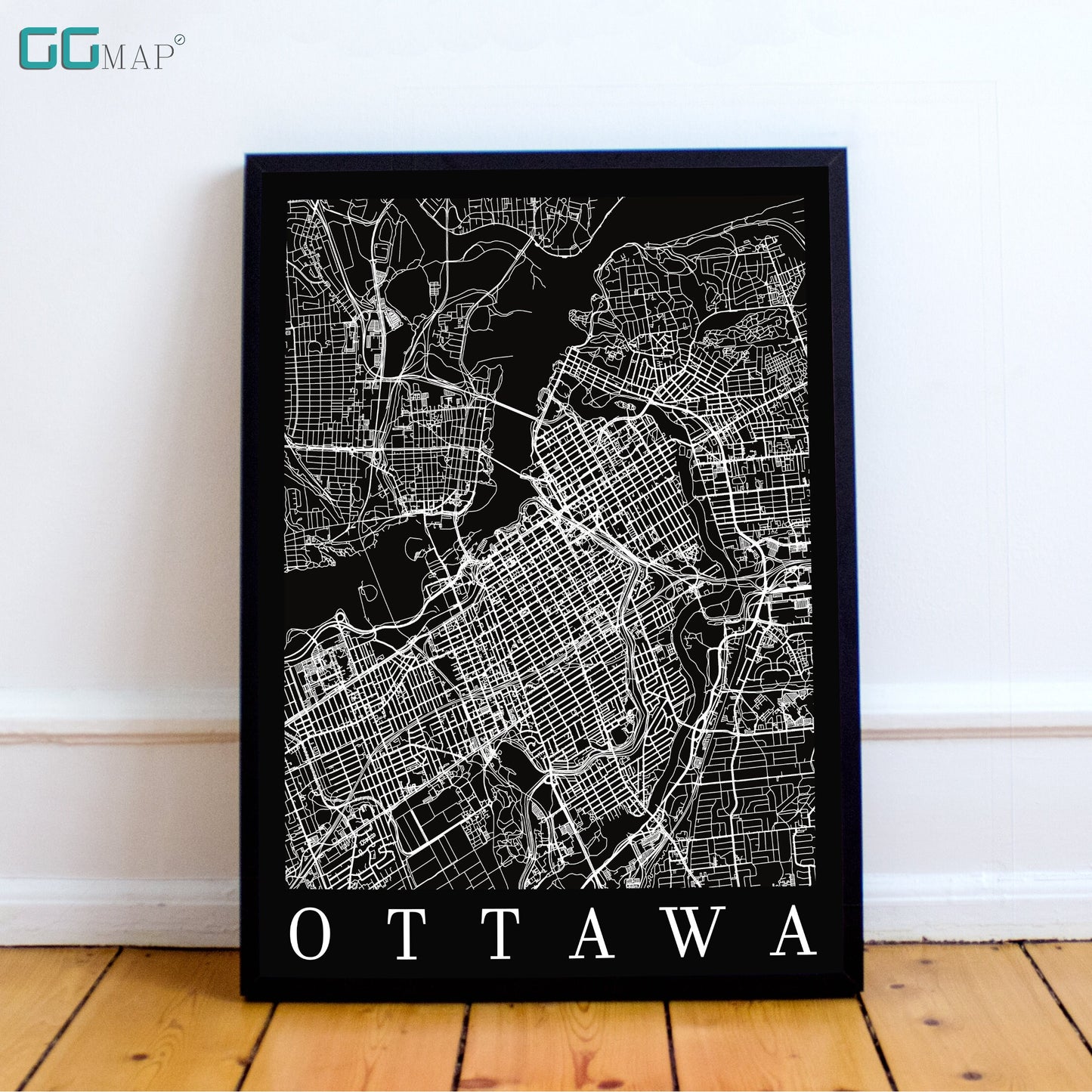 City map of OTTAWA - Home Decor - Wall decor - Office map - Travel map - Print map - Poster city map - Ottawa black map - GeoGIS Studio