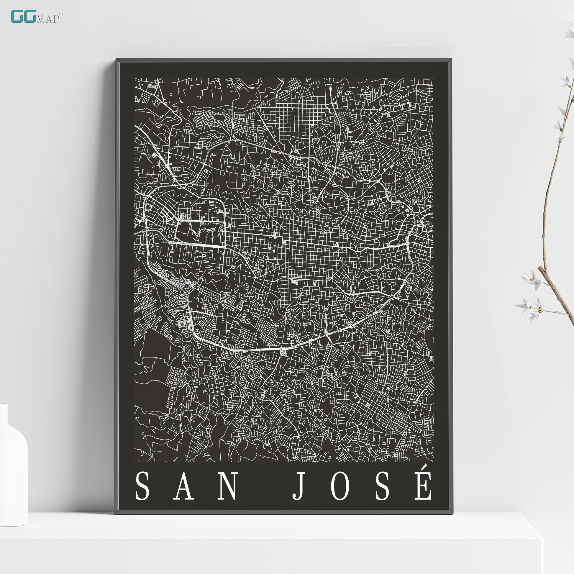 a black and white map of san jose