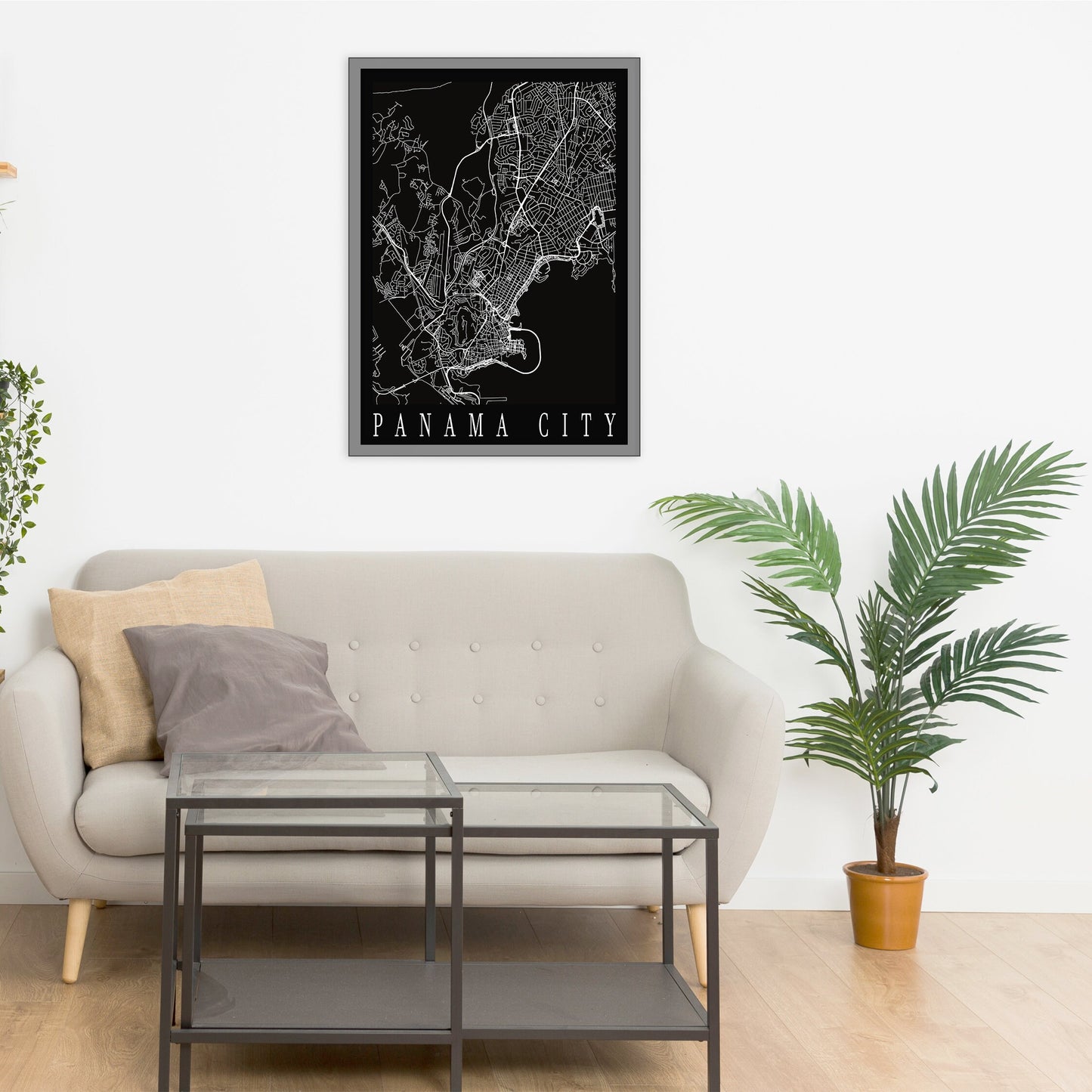 City map of PANAMA CITY - Home Decor - Wall decor - Office map - Travel map - Print map - Panama City black map - GeoGIS Studio