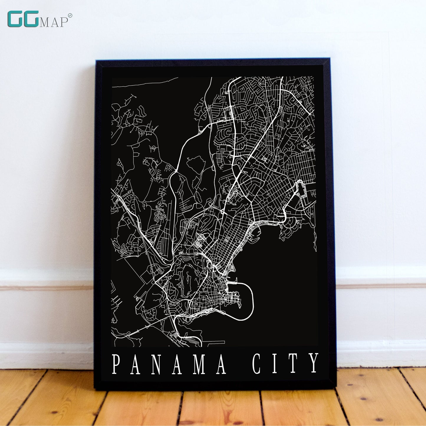 City map of PANAMA CITY - Home Decor - Wall decor - Office map - Travel map - Print map - Panama City black map - GeoGIS Studio