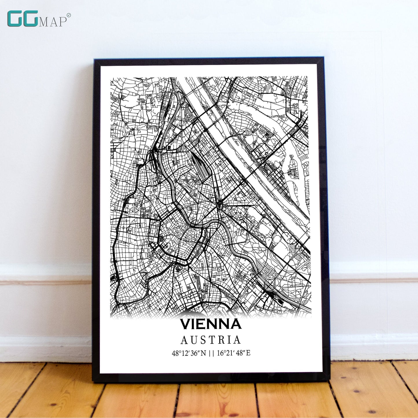 Map of VIENNA, Austria -Vienna Home Decor -Vienna Wall decor -Vienna Office map -Vienna Travel map -Vienna gold map - Vienna poster -Austria