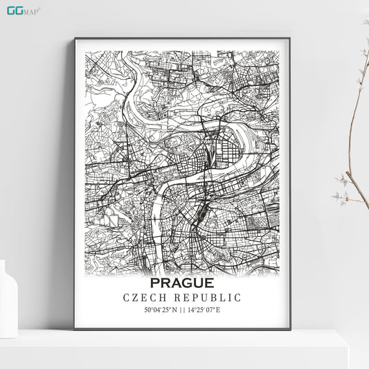 a black and white map of prague, czech